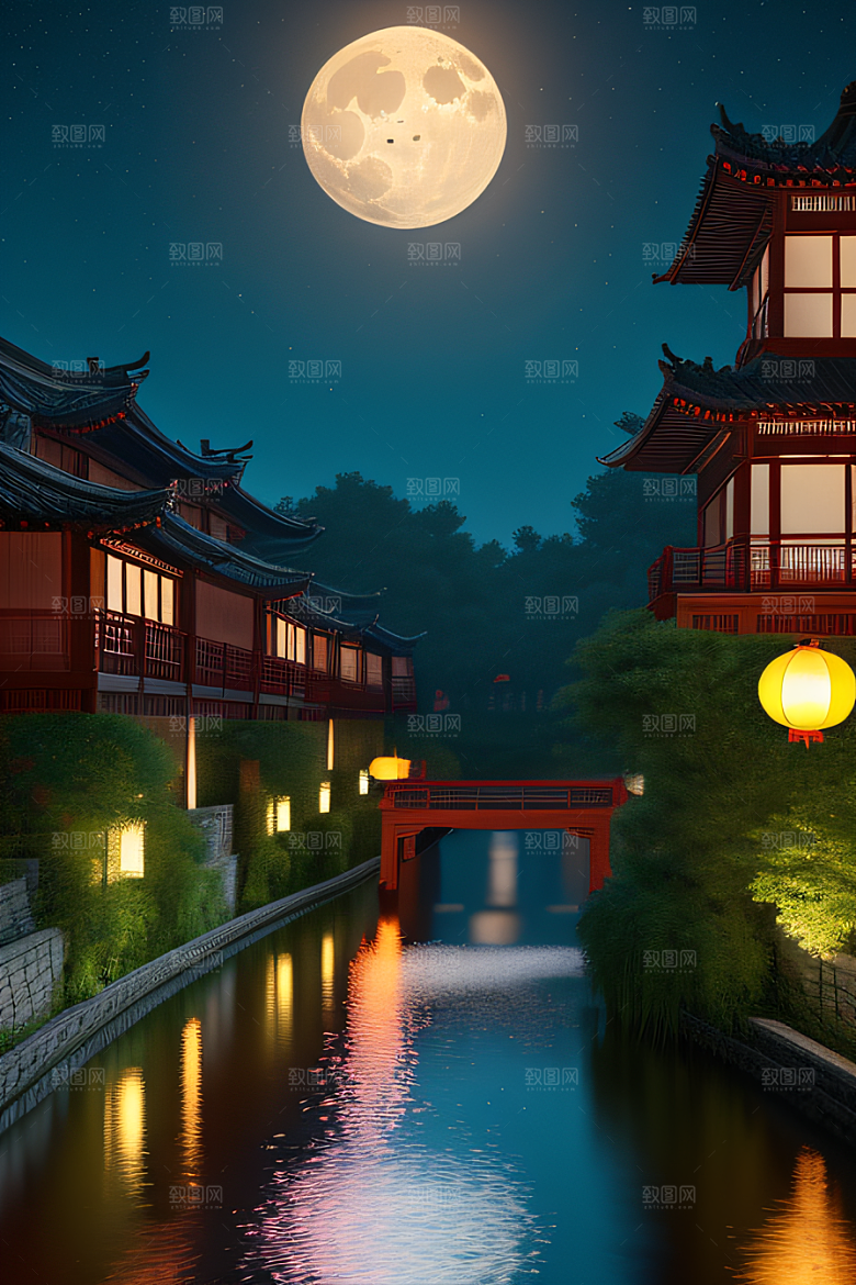 灯笼光芒温暖诱人的夜晚