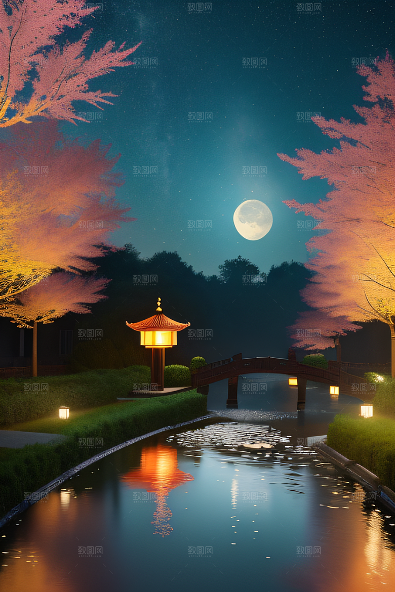 超现实中秋梦幻画面的奇观