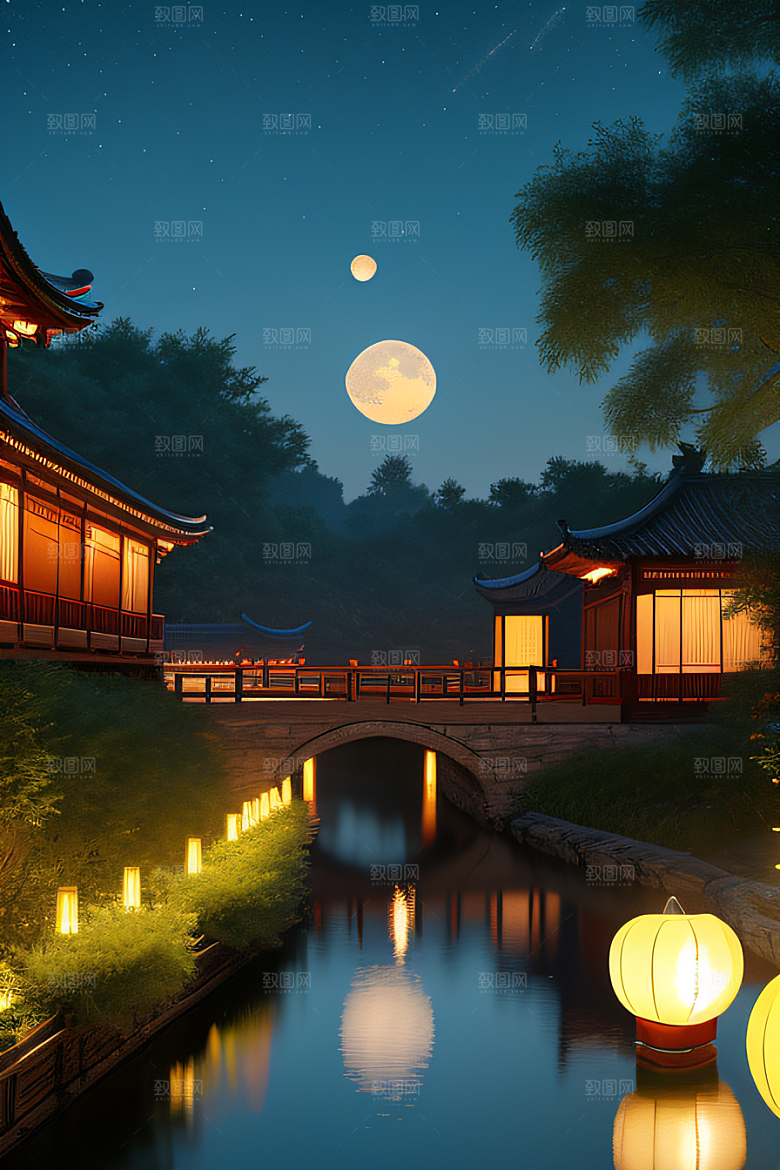 梦幻中秋现实与幻想的交融