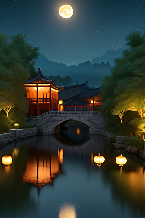 梦幻质量渲染带来的中秋奇境