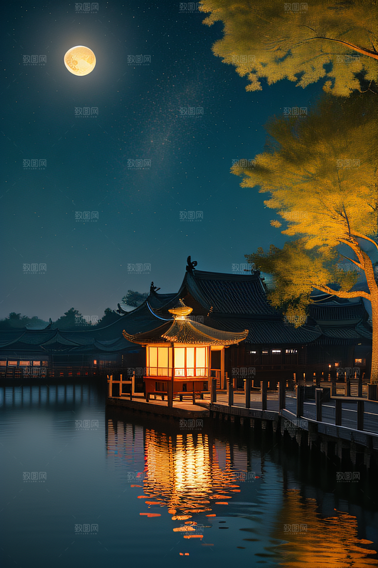 极致精确度江南风格建筑的细节描绘