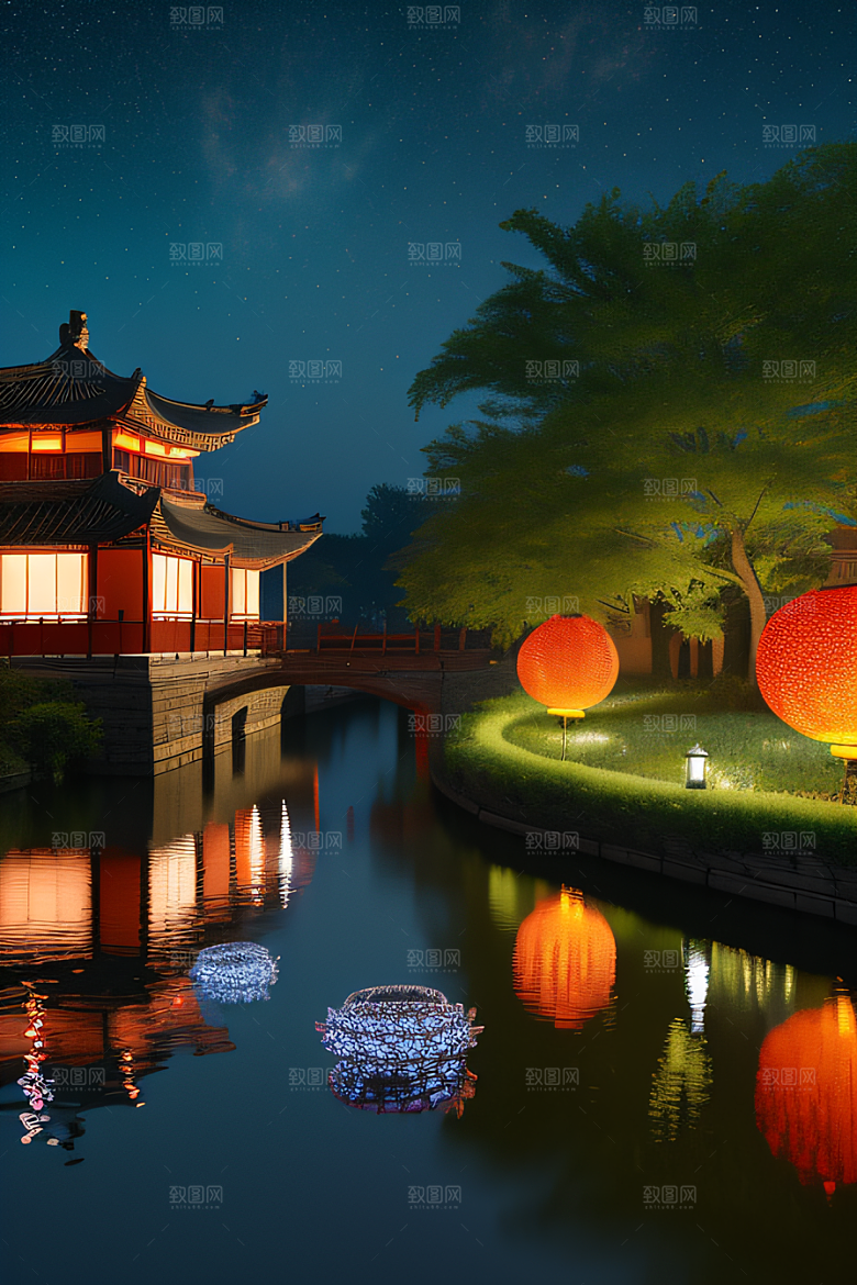 极致精确度江南风格建筑的细节描绘