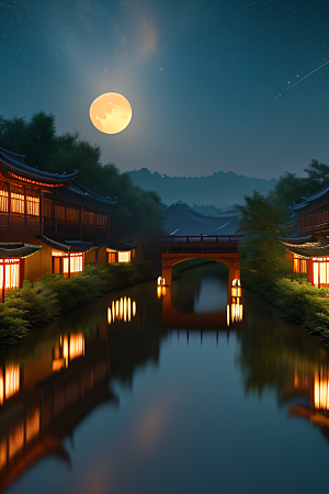 极致精确度江南风格建筑的细节描绘