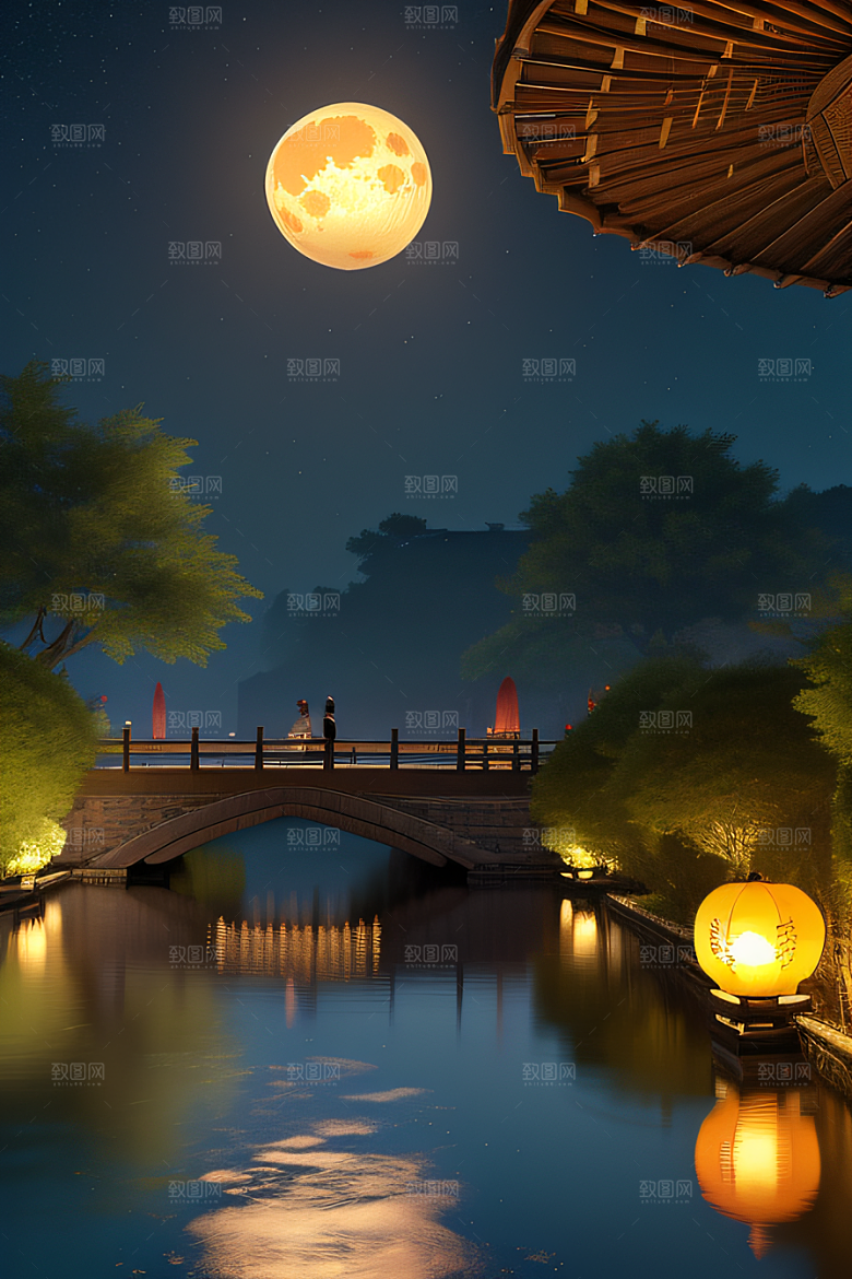灯笼光芒温暖诱人的夜晚