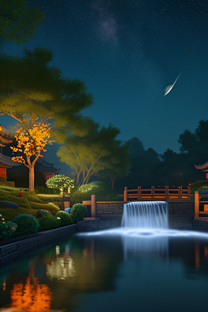 灯笼光芒温暖诱人的夜晚