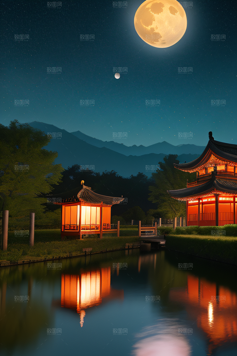 超现实中秋梦幻画面的奇观