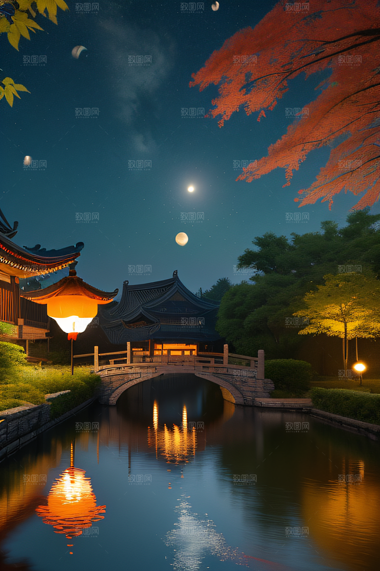 超现实中秋梦幻画面的奇观