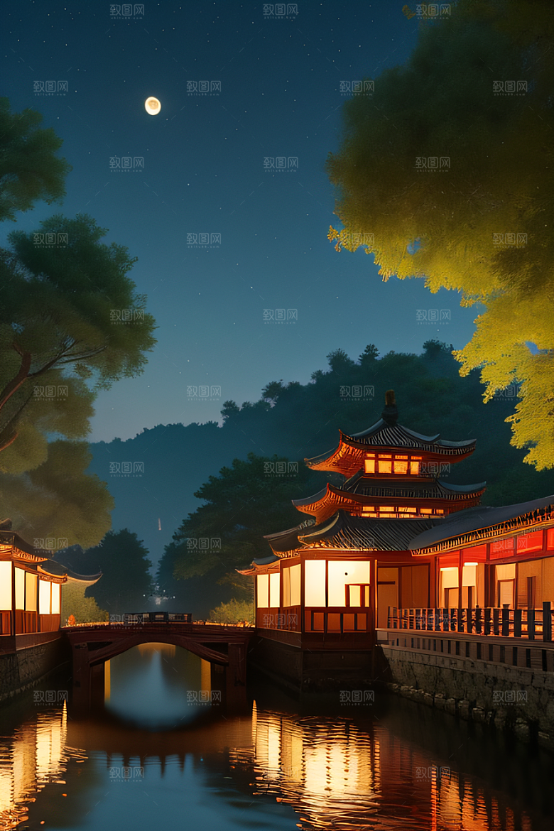 超现实中秋梦幻画面的奇观