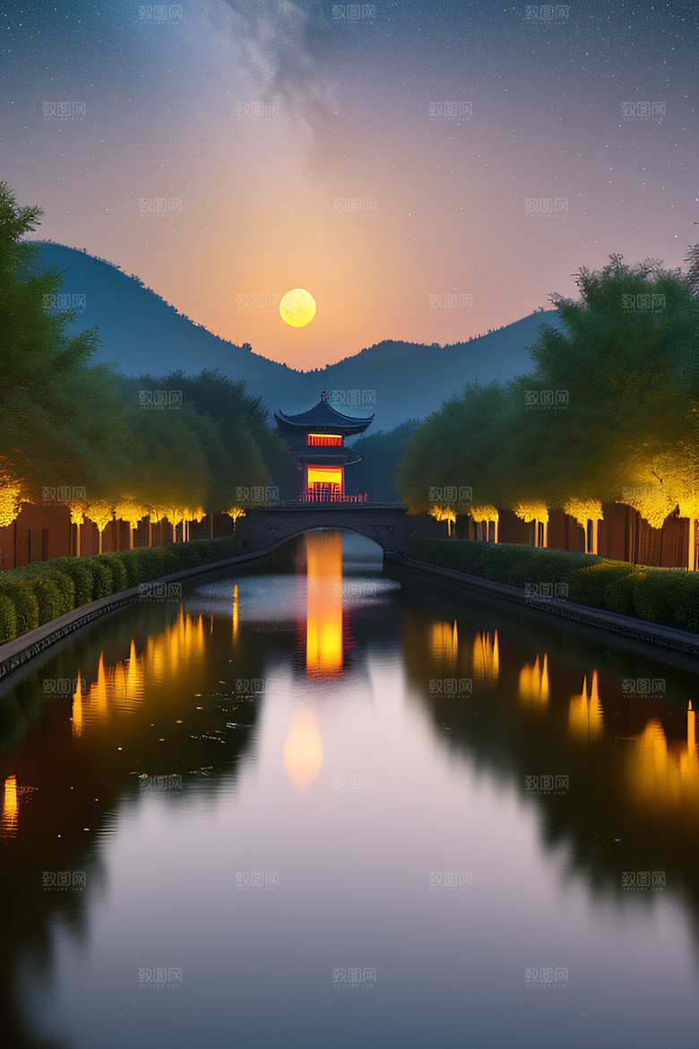 超现实中秋梦幻画面的奇观