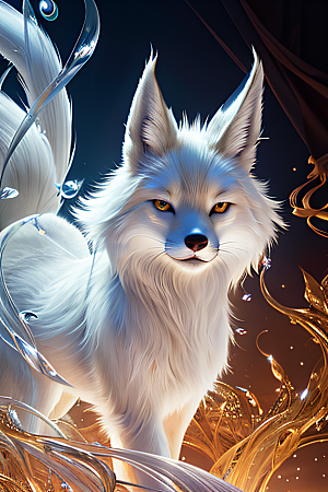 神秘存在白九尾狐的仙境之美