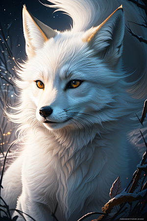 神秘存在白九尾狐的仙境之美