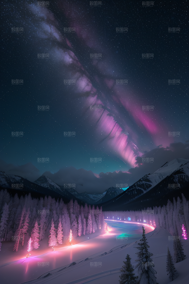白雪皑皑中的粉色奇观