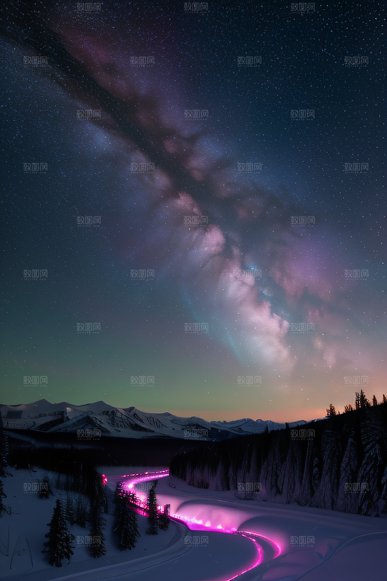白雪皑皑中的粉色奇观