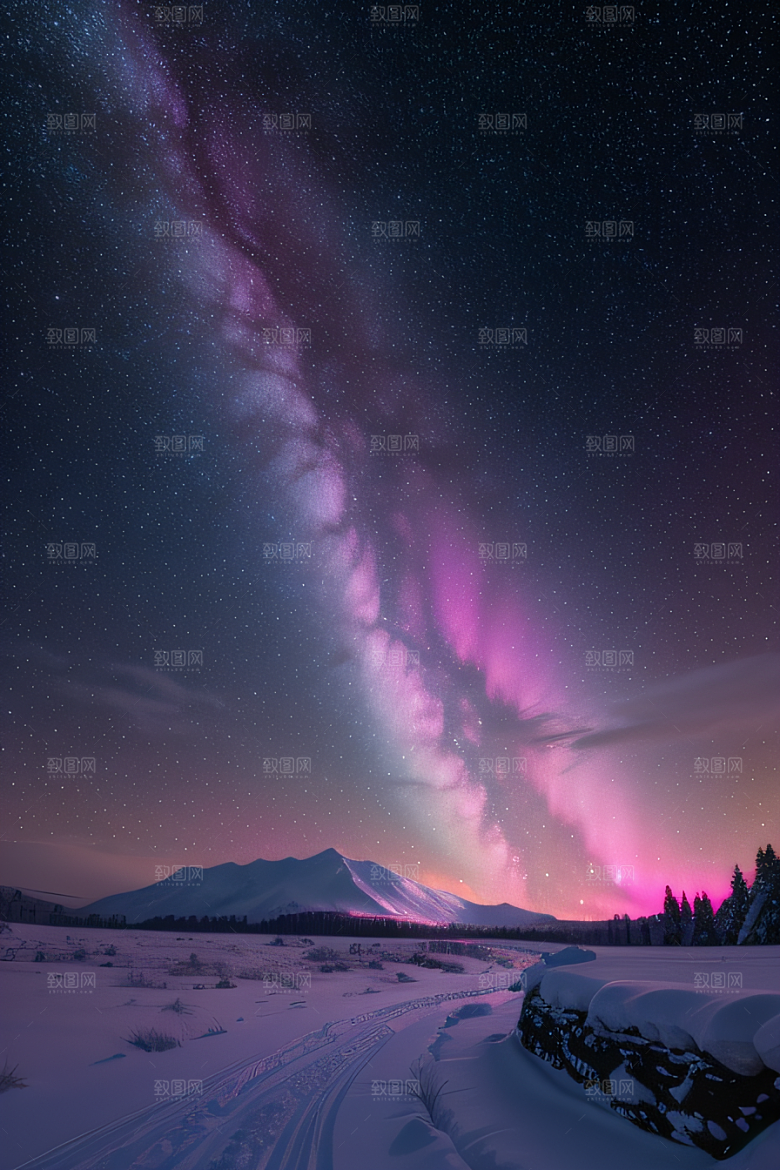 白雪中闪烁的彩色星星