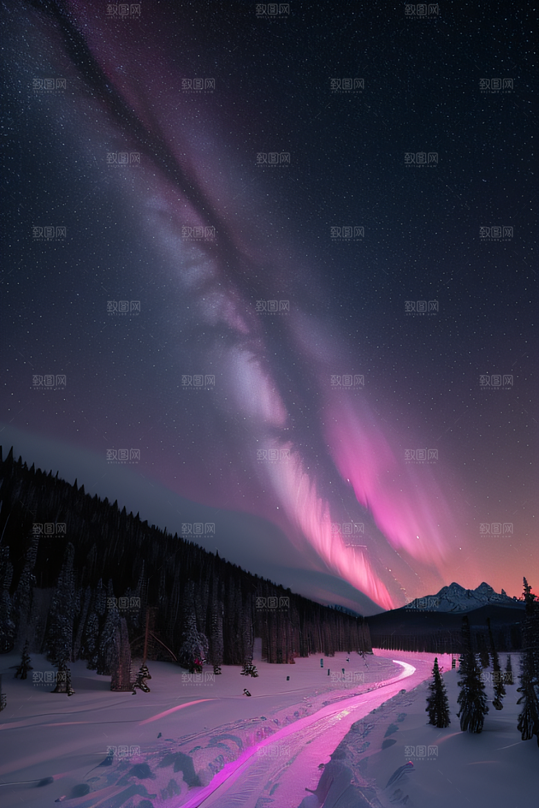 白雪皑皑中的粉色奇观