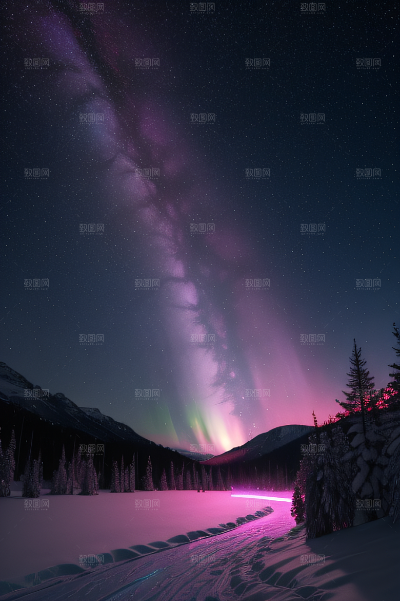 白雪皑皑中的粉色奇观