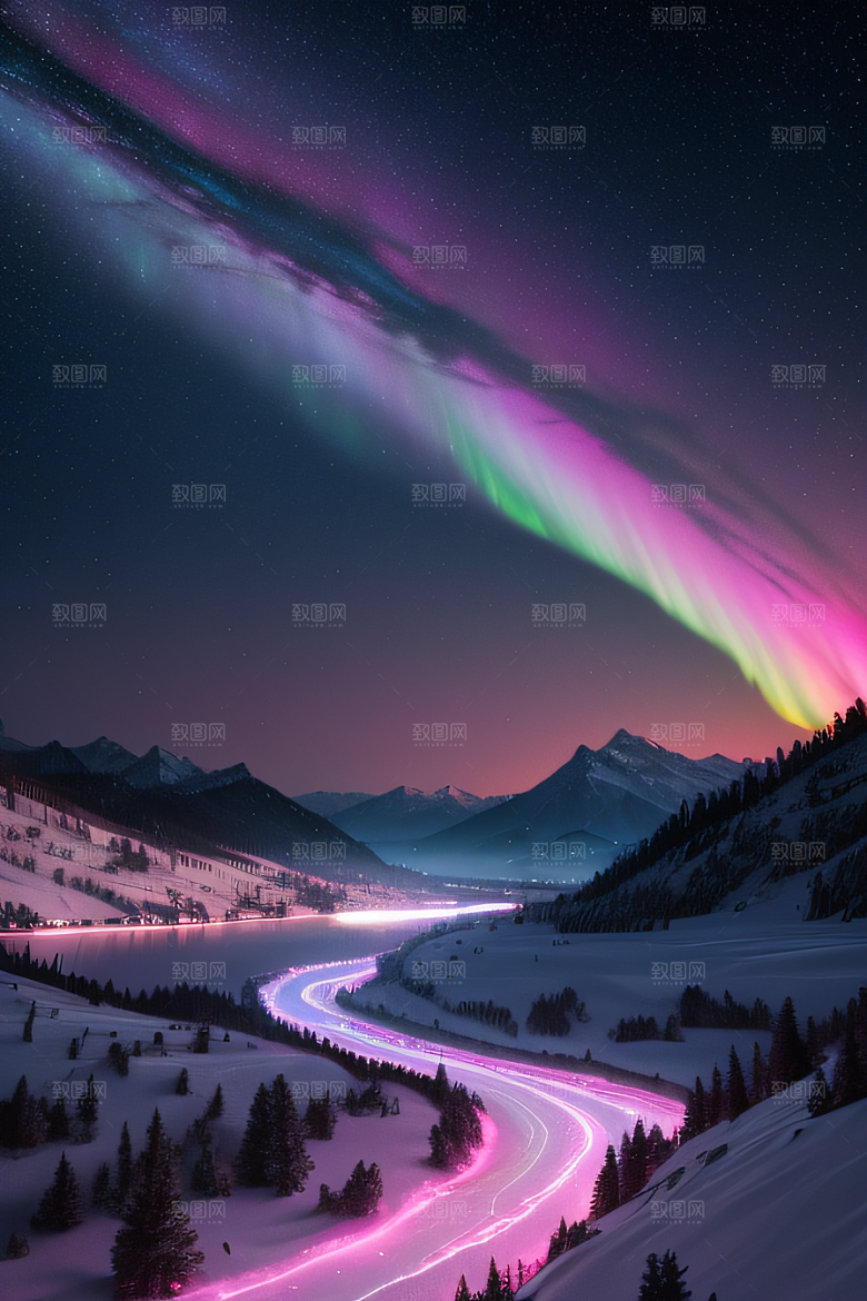 白雪皑皑中的粉色奇观