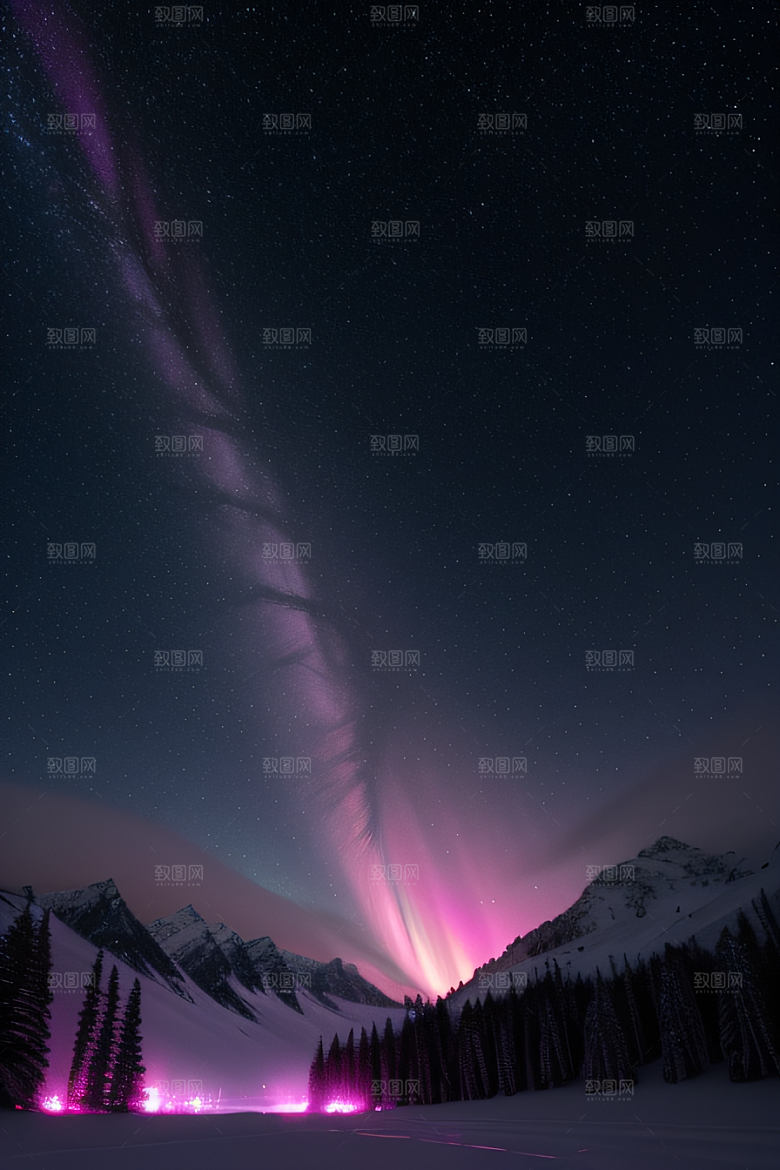 白雪皑皑中的粉色奇观