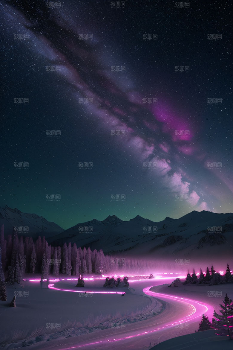 白雪皑皑中的粉色奇观