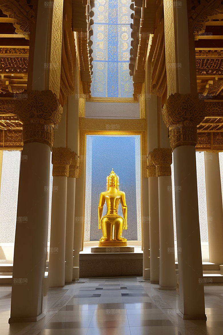 神秘庄严庄重寺庙的仪式感