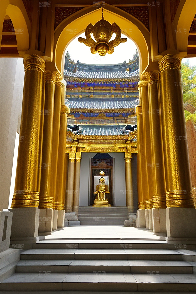神秘庄严庄重寺庙的仪式感