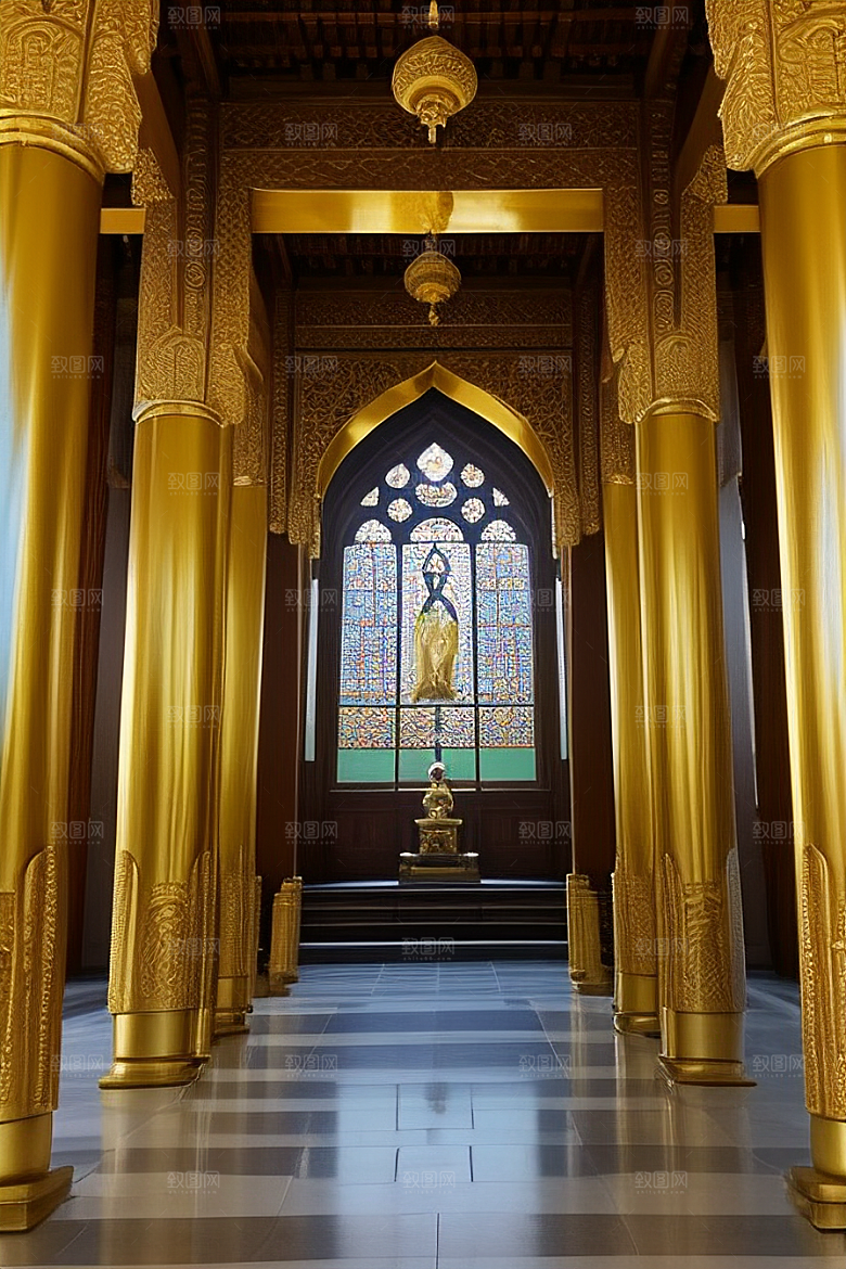 神秘庄严庄重寺庙的仪式感