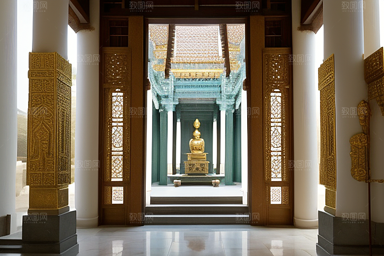 神秘庄严庄重寺庙的仪式感