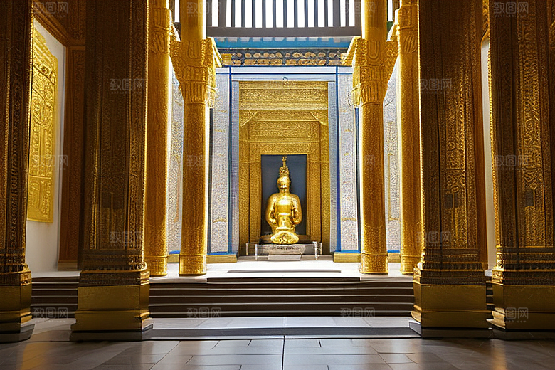 神秘庄严庄重寺庙的仪式感