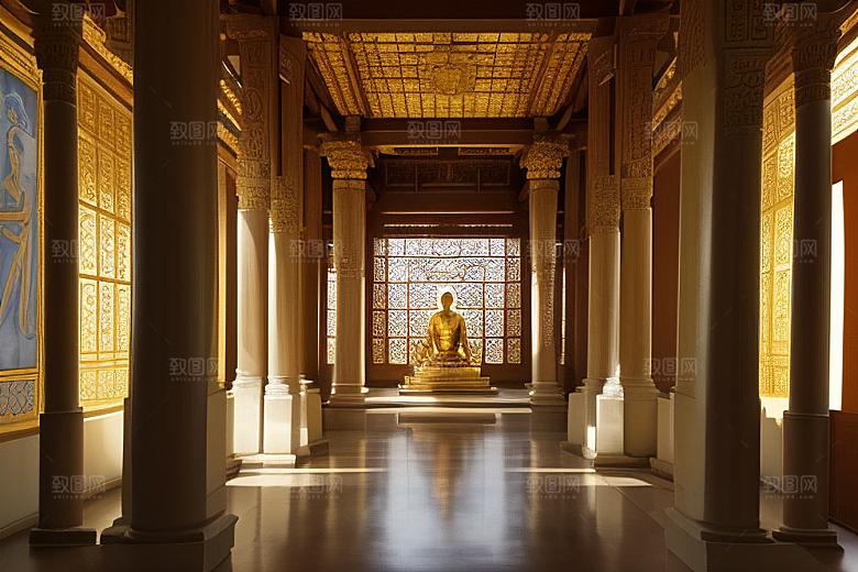 神秘庄严庄重寺庙的仪式感
