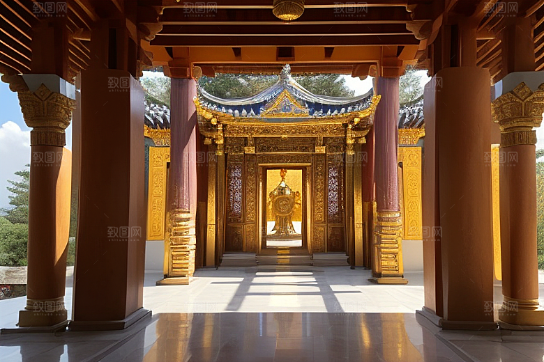 古韵悠长庄重寺庙的神圣气息