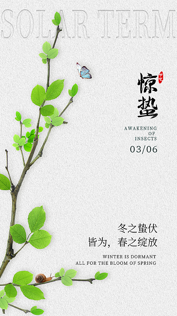 惊蛰节气简约大气海报