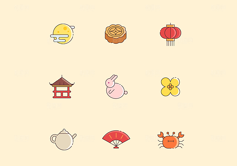 中秋节矢量插画设计素材