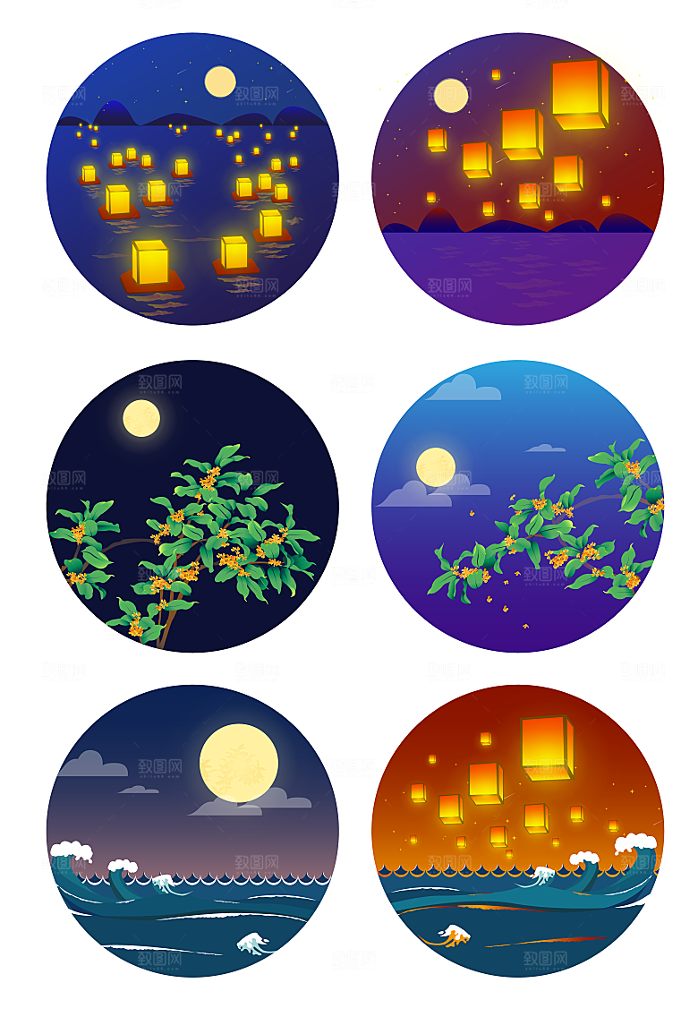 中秋节矢量插画设计素材