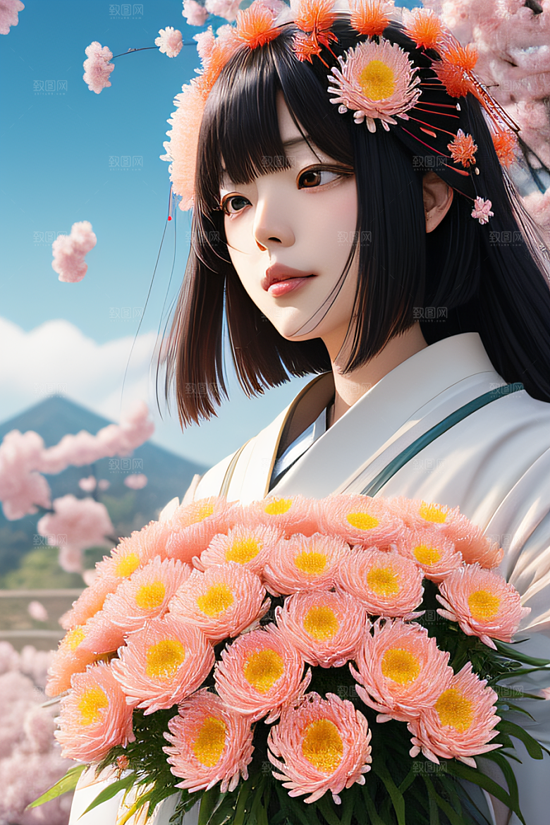 忠诚与纯洁之美高清日本动画中的红花倒刺