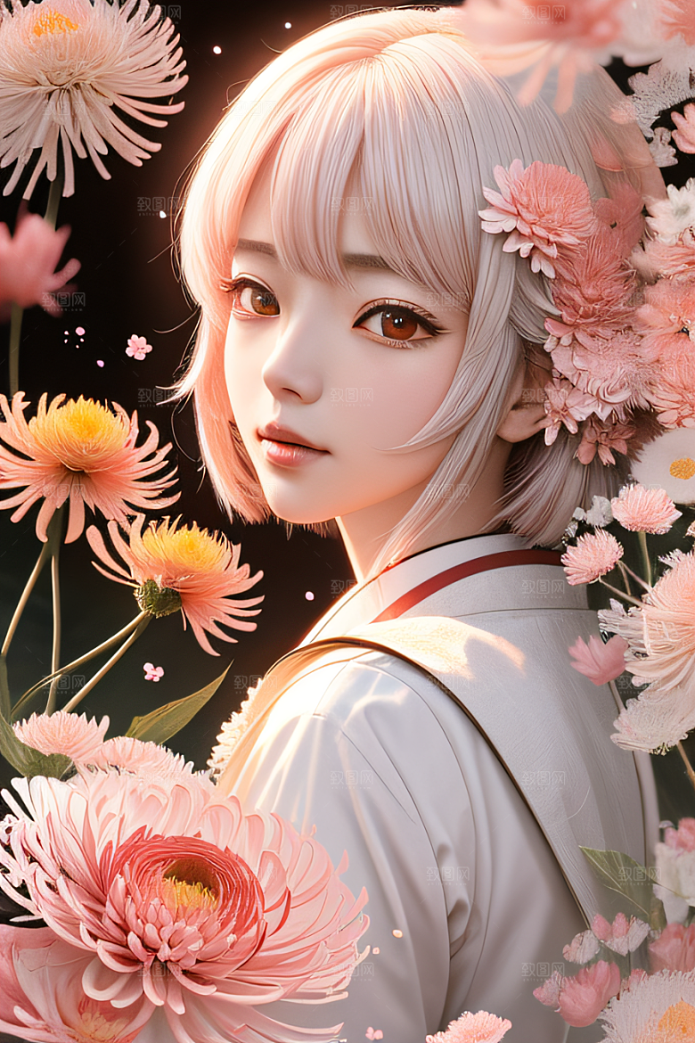 忠诚纯洁之美高清日本动画中的星光菊花