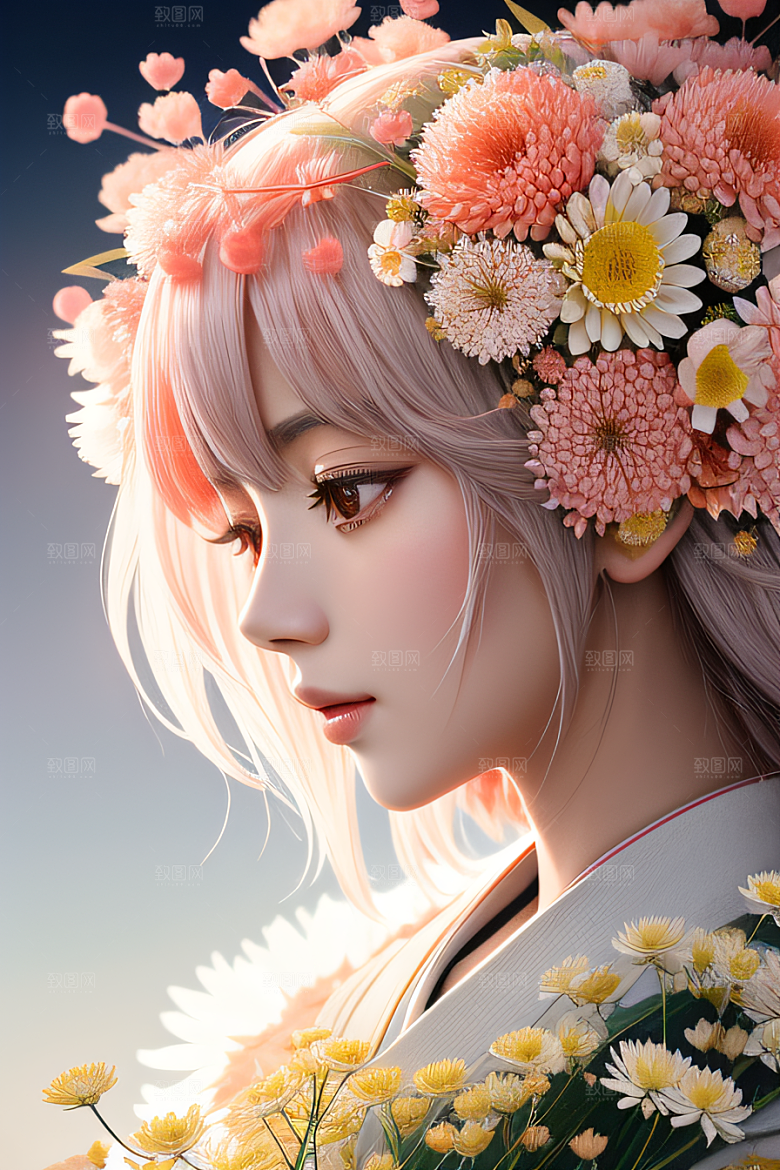 忠诚纯洁之美高清日本动画中的星光菊花
