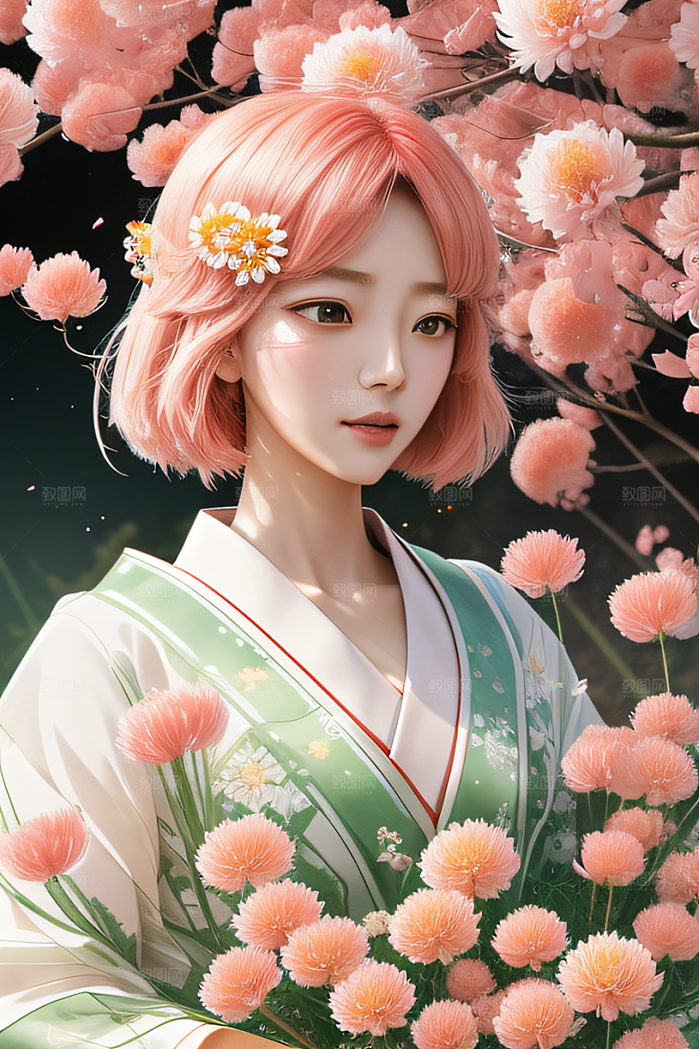 忠诚纯洁之美高清日本动画中的星光菊花