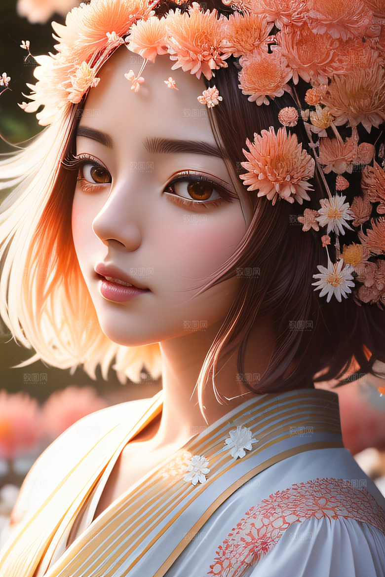 忠诚纯洁之美高清日本动画中的星光菊花