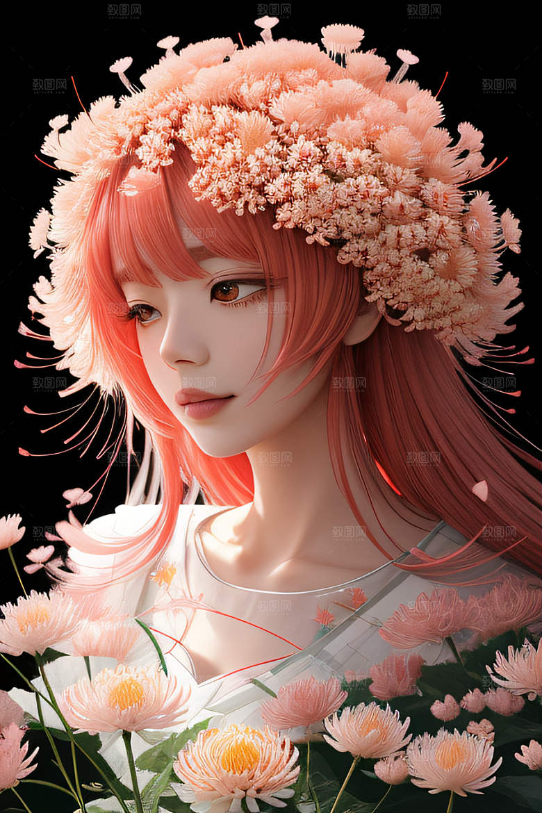 忠诚纯洁之美高清日本动画中的星光菊花