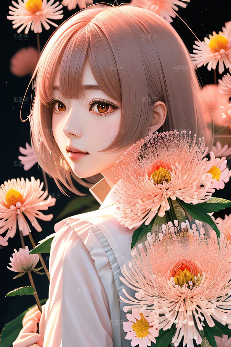 忠诚纯洁之美高清日本动画中的星光菊花