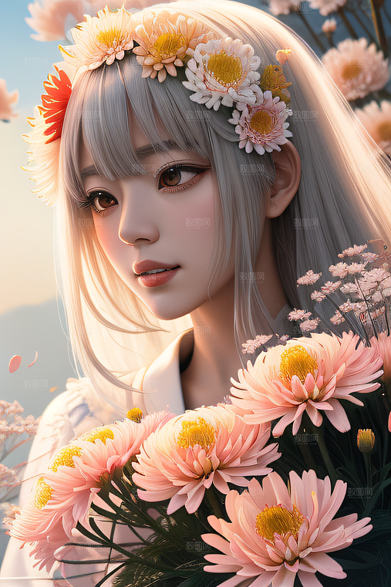 忠诚纯洁之美高清日本动画中的星光菊花