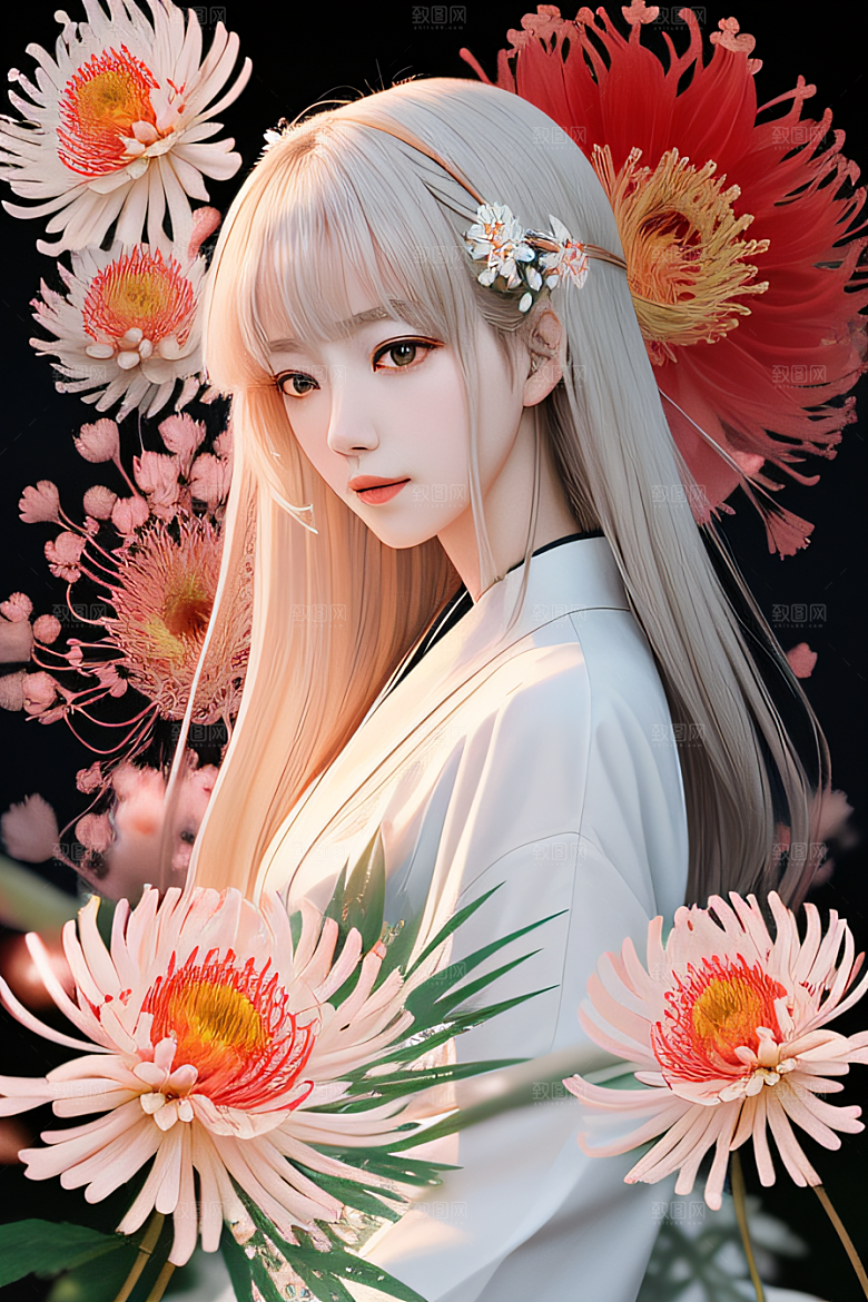 红花倒刺之美忠诚与纯洁的高清日本动画