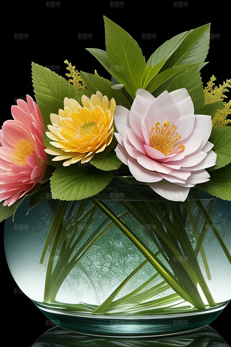 绿瓶插花自然的生命之美