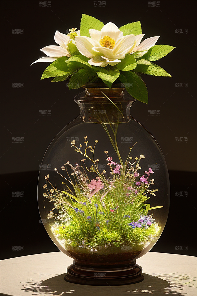 绿瓶插花的艺术之美