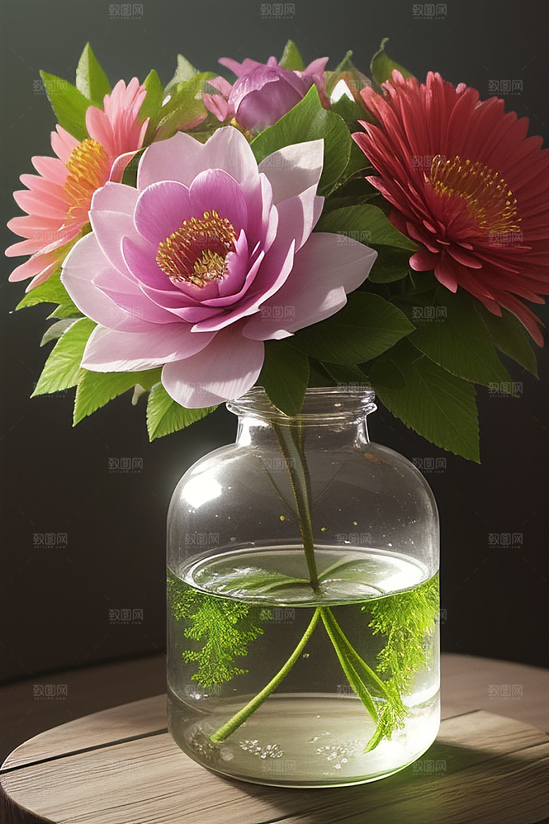 绿瓶插花的艺术之美