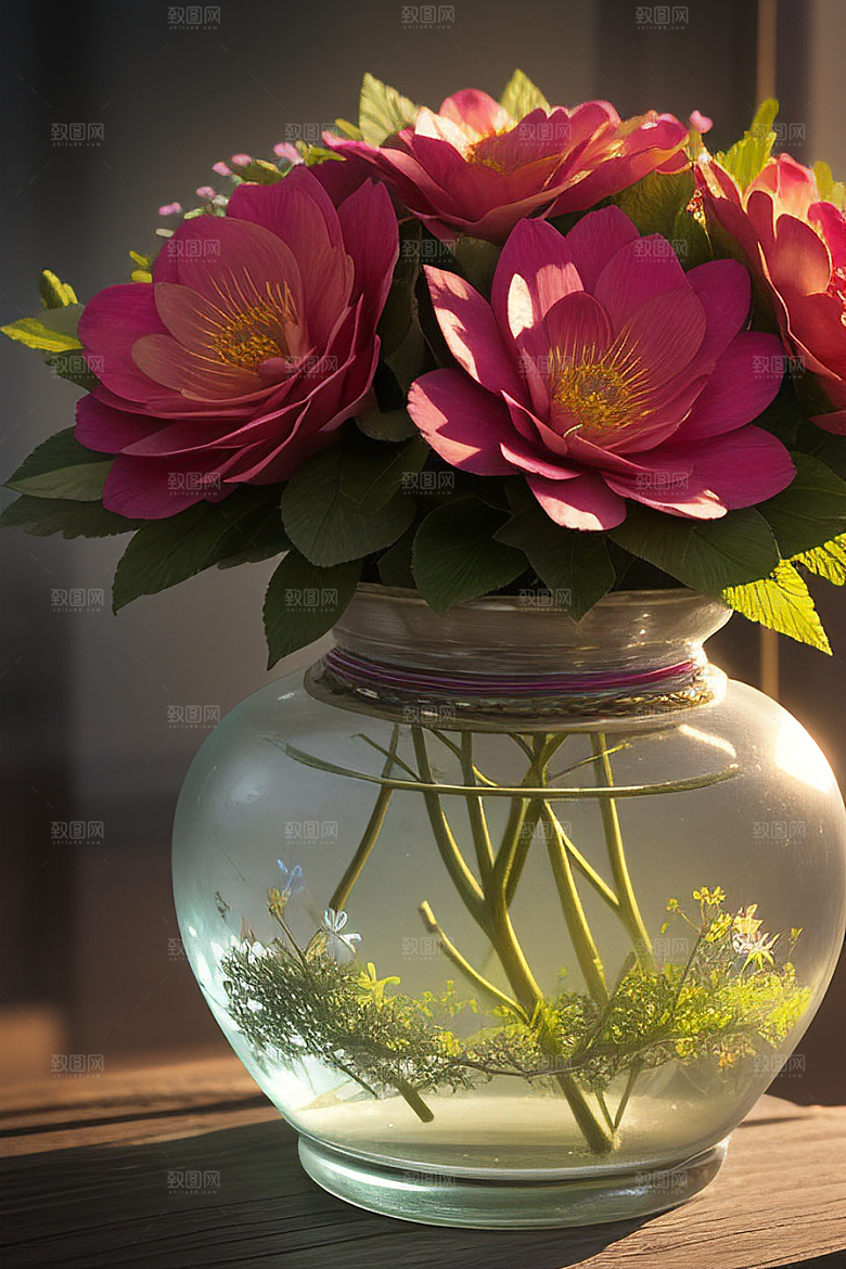 绿瓶插花自然之美的绽放艺术