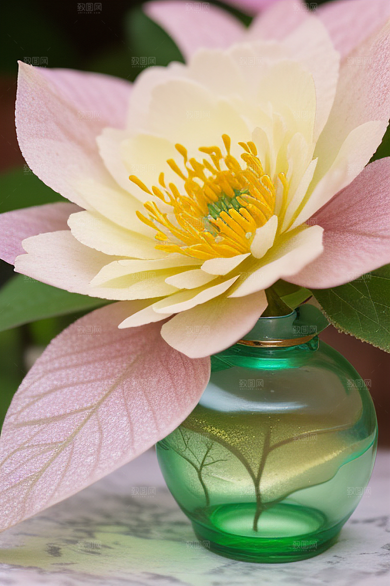 绿瓶插花自然之美的艺术诠释
