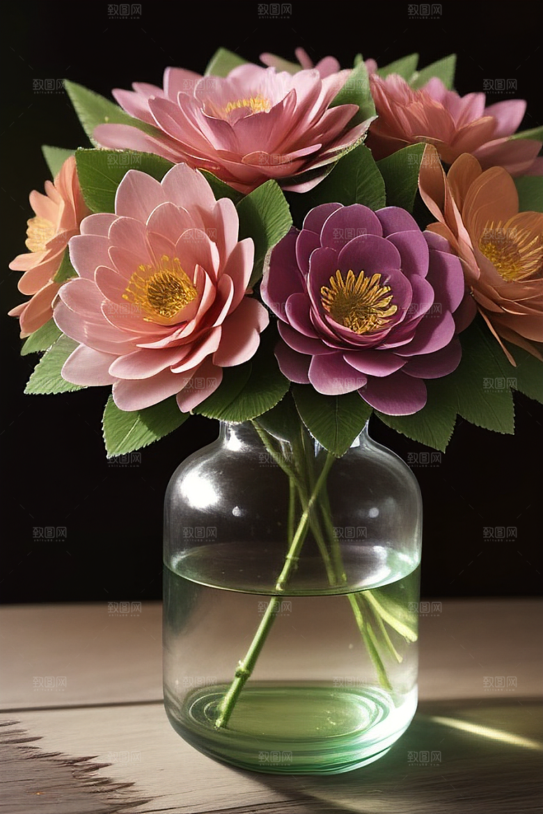 绿瓶插花自然与艺术的和谐共舞
