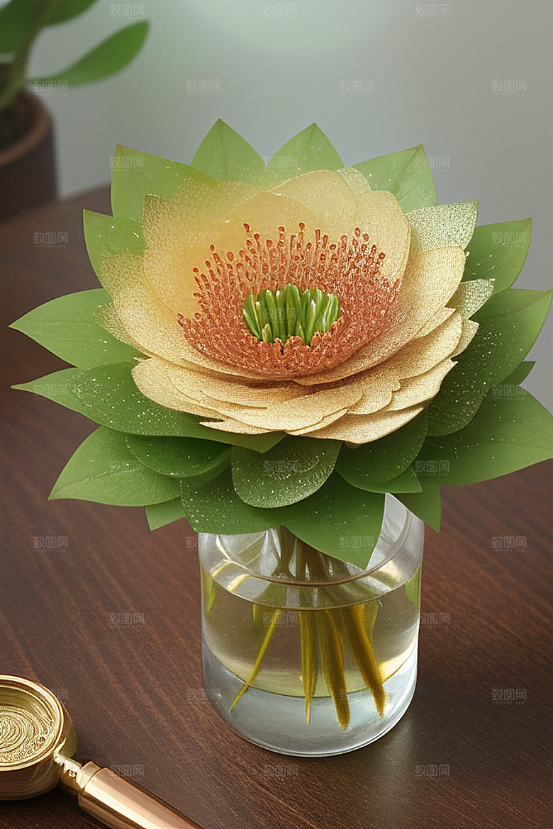 绿瓶插花自然之美的绽放