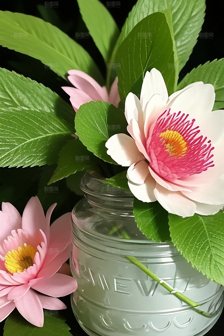 绿瓶插花自然的生命之美